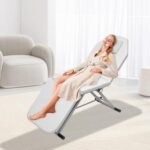🛏️ Tumbona plegable ajustable para cosméticos y masajes, blanco - Imagen 3