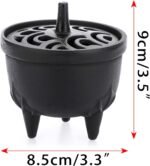 🕯️ Quemador de incienso de hierro fundido con tapa y soporte, decoración para el hogar - Imagen 4