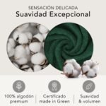 🛁 Juego de Baño - 2 Toallas de 70x140cm + 4 de 50x100cm - Algodón Premium - Verde Oscuro - Imagen 2