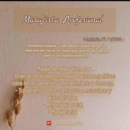 Masajista profesional/ pedicuria estética